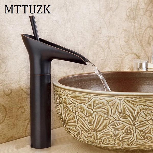

bathroom sink faucets mttuzk oil bubbed bronze brass waterfall faucet single handle vanity mixer tap deck mounted wine glass