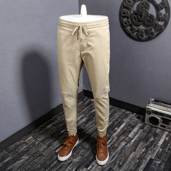 

spring and summer casual jeans men's brand elastic waist pants sports stitching versatile fashion, Blue