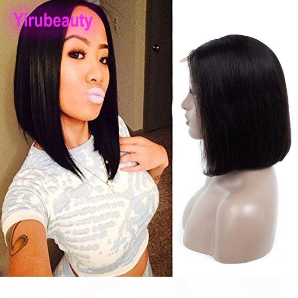 

indian human hair 13x4 lace front wig short bob wig remy hair lace front 12-18inch wigs indian raw virgin hair, Black;brown