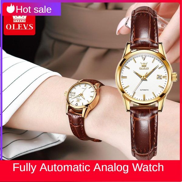 

wristwatches watch fully automatic mechanical luminous waterproof ladies, Slivery;brown