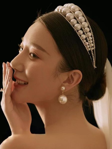 

hair clips & barrettes bride's crown double pearl accessories, Golden;silver