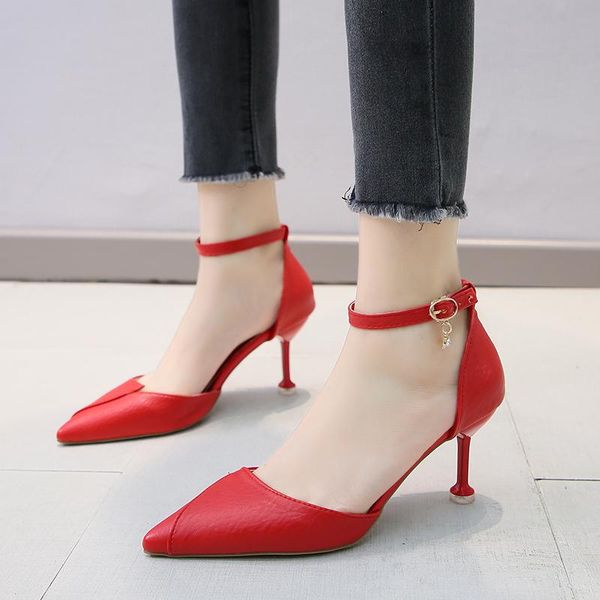 

dress shoes 7 cm pointed toe high heels women fashion hollow out pumps summer stiletto heel sandals office, Black