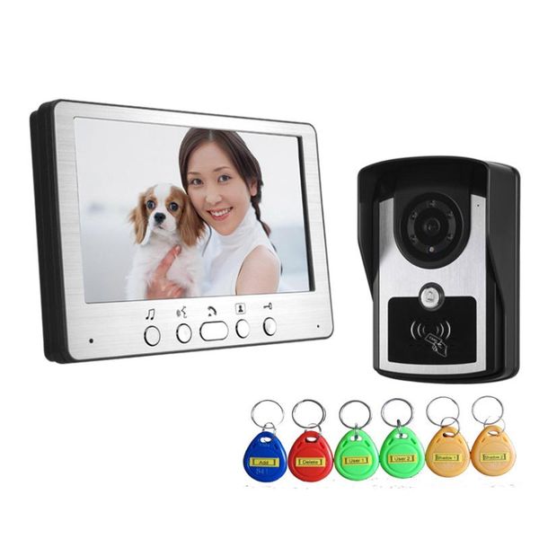 

video door phones home security 7 inch intercom phone ,hd 700tvl camera id card unlocking audio doorbell in stock