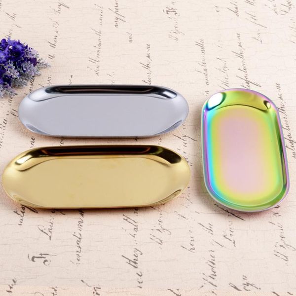 

kitchen storage & organization modern style stainless steel towel tray dish plate tea fruit food trays cosmetics jewelry organizer