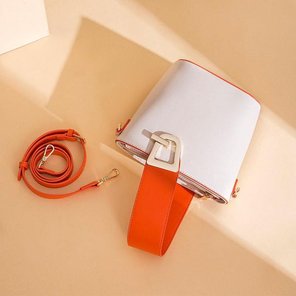 

evening bags fashion stitching color bucket bag large capacity thick handle all-match shoulder crossbody handbag office daily