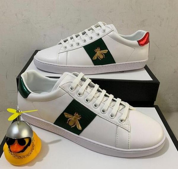 

2021 luxurys designers shoes ace bee high women sneakers red green stripe platform men casual shoe italy white leather trainers