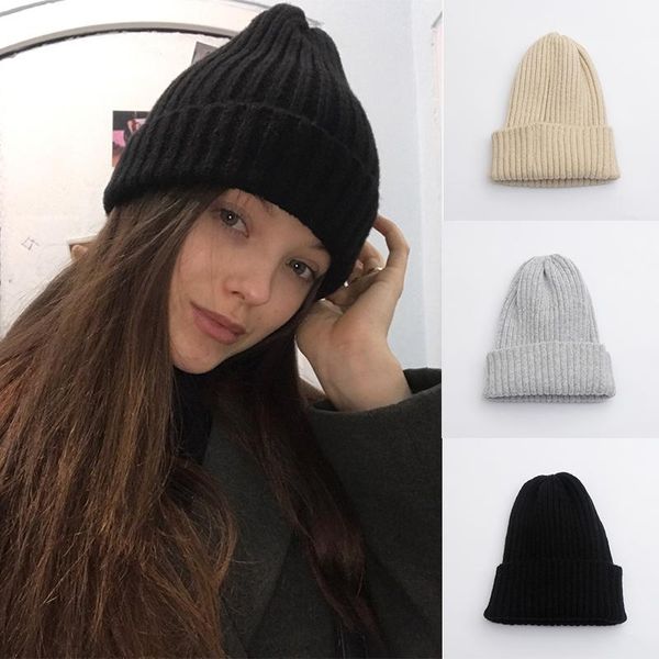 

beanie/skull caps women beanie spring winter wool knitted hat solid color soft warm girls lady casual cap, Blue;gray