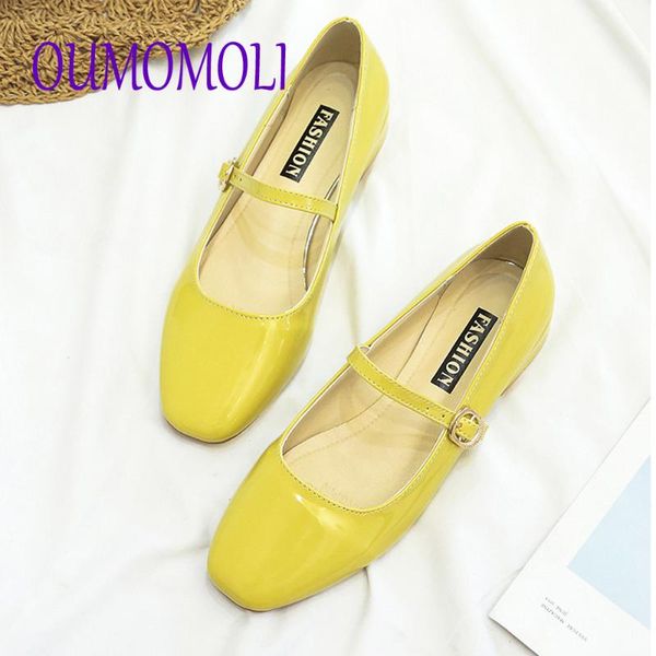 

dress shoes 2021 women low-heeled mary janes patent leather pumps ankle strap ladies q766, Black