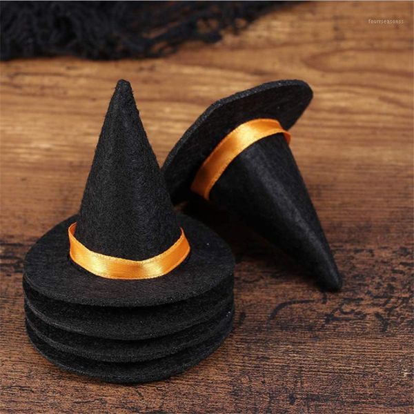 

party decoration 1/3/6pcs mini felt witch hats handmade wine bottle decor for halloween home diy hair accessories crafts supplies1
