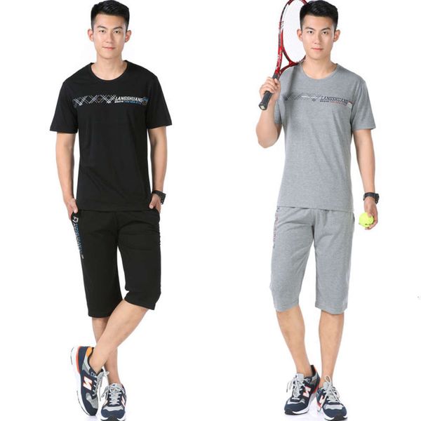 

trousers short and elderly summer middle aged sleeve casual middle-aged men's sportswear suits, Gray