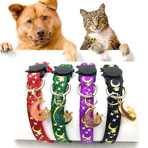 

cat collars & leads cute moon star print collar with bells breakaway pet necklace for cats adjustable safety kitten