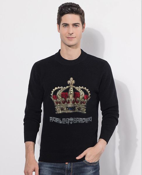

2021 new jersey cotton casual jumper for male knitted korean style rock clothes diamond sweaters bke0, White;black