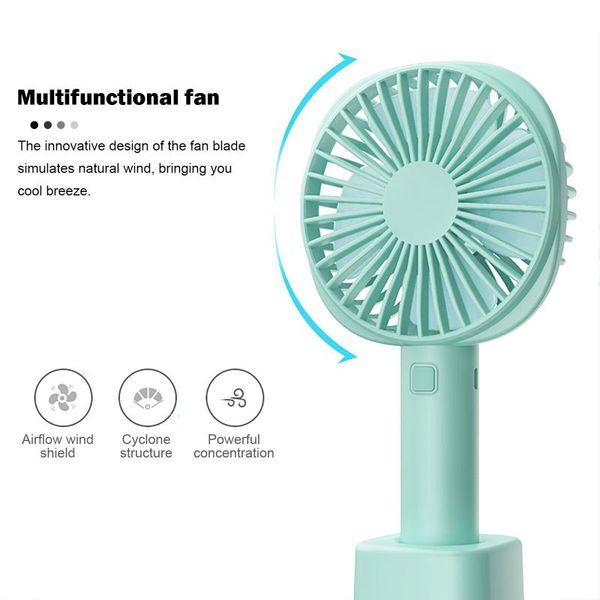 

party favor 2500nah mini cute electric fan green w/ usb rechargeable battery portable practical gifts for outdoor travel summer festival