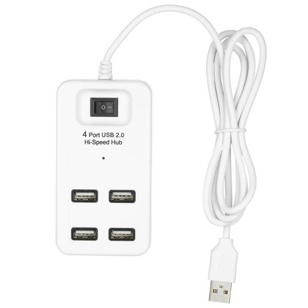

hubs 4 port usb 2.0 hi-speed hub simultaneous use fast transfer of large files 480mbps transmission speed one-key control white