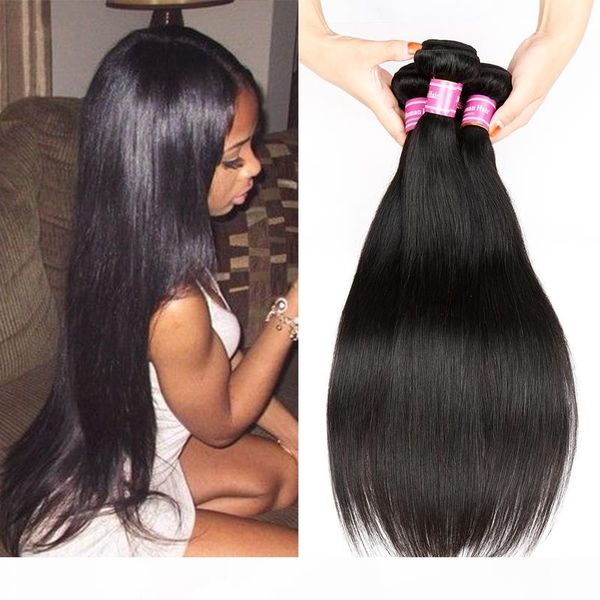 

straight remy human hair bundles brazilian silky straight hair weaves peruvian virgin hair straight double weft 8-26 inch mixed length, Black