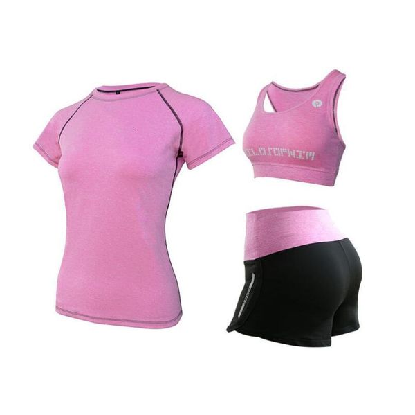 

new clothes three-piece sports suit breathable t-shirt shorts female sports running sets bra suit summer sportswear r8l8, White