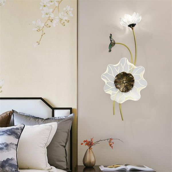 

wall lamp chinese retro lotus living room study art decoration bedroom dining hall corridor interior design led lights