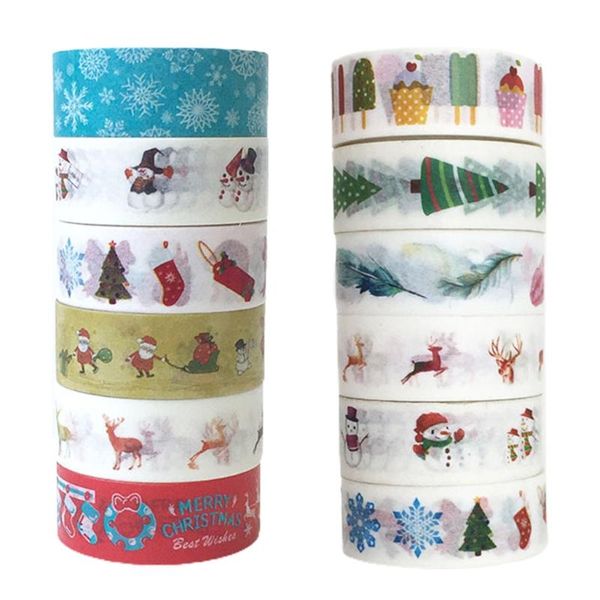 

wall stickers 6 rolls christmas holiday washi tape diy scrapbooking masking adhesive paper for gift wrapping art crafts projects