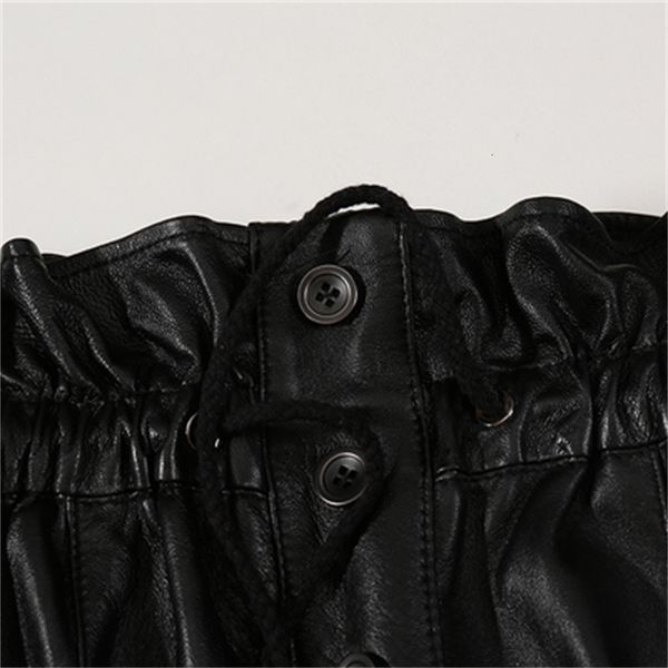 

2021 new female fashion genuine sheep leather pants c10 hfo6, Black;white