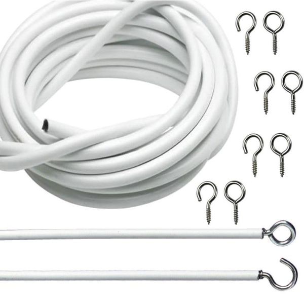 

0.5-5m length pvc window cord cable net curtain wire white windows curtain line with hooks & eyes for caravans boats