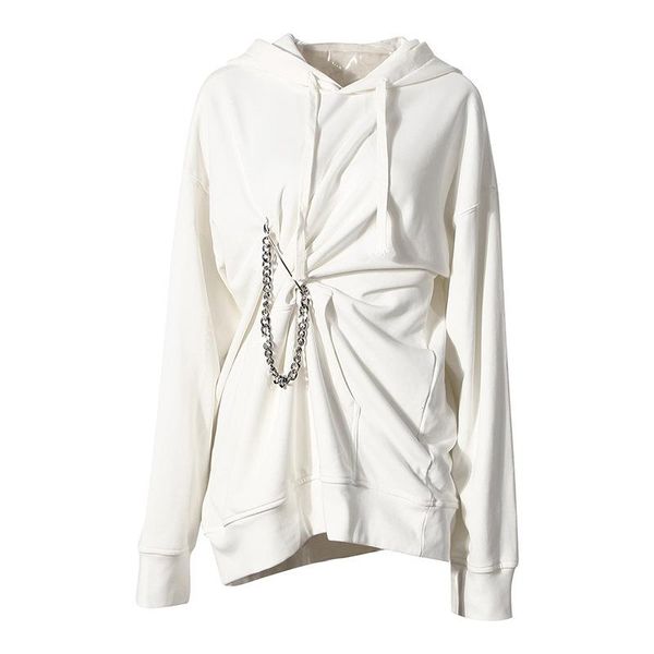 

women's hoodies & sweatshirts white/gray oversized women 2021 autumn winter vintage draped irregular cotton sudadera mujer, Black