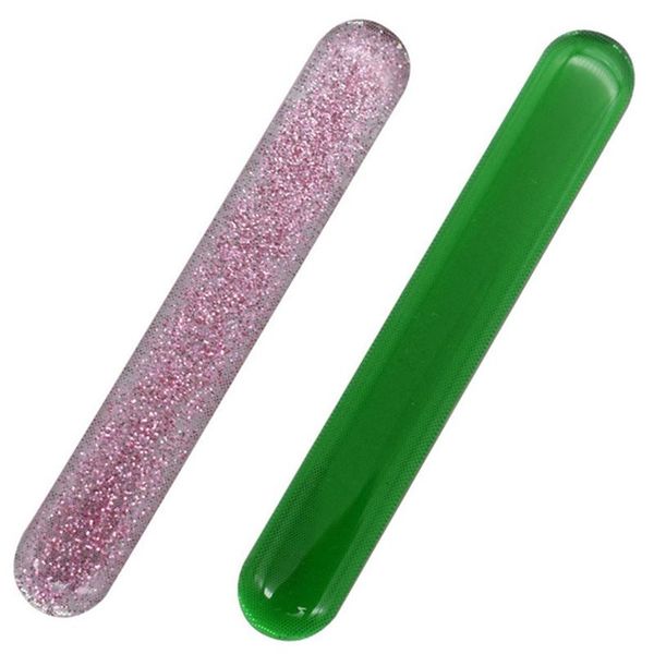 

nail art kits 2pc glass file crystal shiner nano mini buffers block with portable case for natural nails, light pink & green
