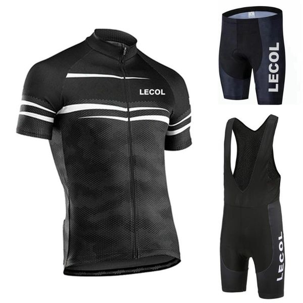 

racing sets lecol team cycling jersey set 2021 man summer mtb race clothing short sleeve ropa ciclismo outdoor riding bike uniform, Black;blue