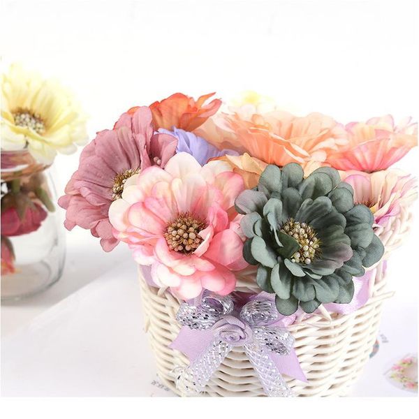 

10pcs 6cm silk rose artificial flowers for home wedding garden decor diy craft bridal wreath valentine's day fake flo qylmai