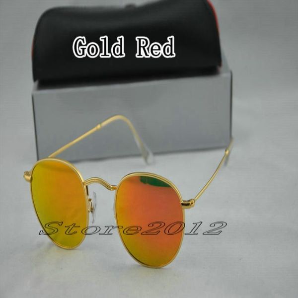 

gold sell new mirror round sunglasses for brand sun green with metal fashion lenses glass 50mm box glasses men designer women case ngbg, White;black