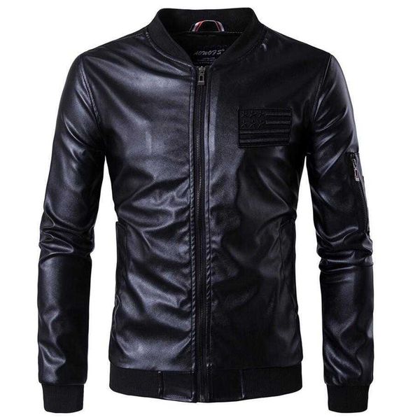 

men's jackets leather men stand collar coats male motorcycle fashion casual slim clothing size 5xl nzgi, Black;brown