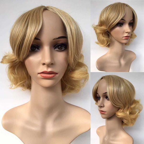 

blonde short curly female wig xuchang, Black
