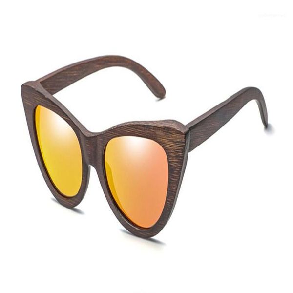 

cat eye design full rim handmade wooden driving sunglasses eyewear uv400 protection polarized frame, White;black