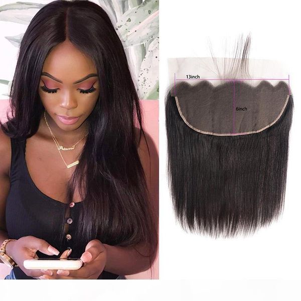

brazilian virgin hair 13x6 lace frontal straight human hair 13 by 6 lace frontal with baby hair products closure, Black;brown