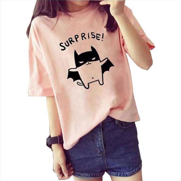 

summer supprise letter cat women t shirts animal print short sleeve womens vestidos t031, White