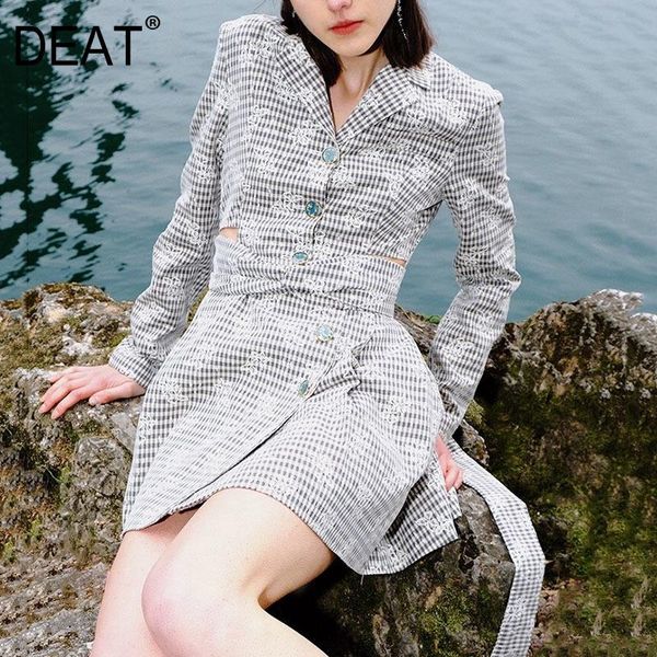 

women's suits & blazers deat high end women gray bow lace bandage blazer v-neck long sleeve slim fit jacket elegant retro summer 2021 7, White;black