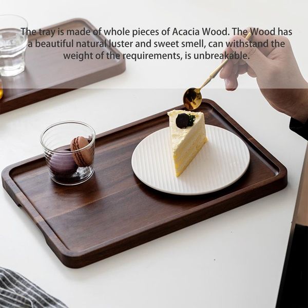 

kitchen storage & organization acacia rectangular tea plate snack dessert fruit tray family el service sturdy and durable dining tableware