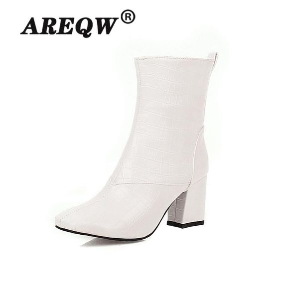 

boots 2021 high heels women winter shoes ladies fashion party warm plush ankle square heel, Black