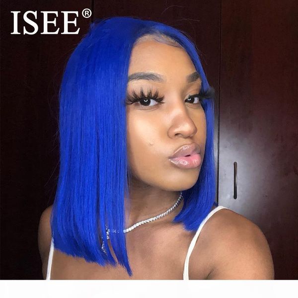 

blue straight bob wig 13x4pink 613 short lace front human hair wigs for women 150% density malaysian straight bob lace front wig, Black