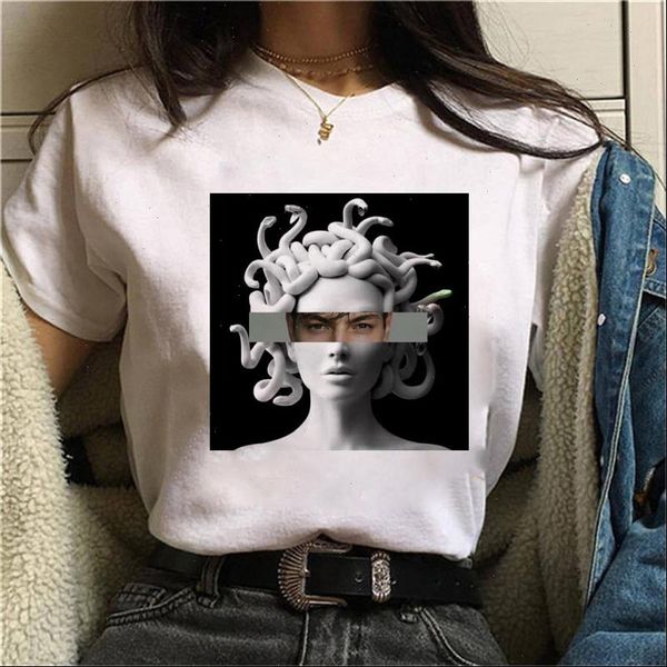 

fashion aesthetic t shirt funny printing harajuku short sleeve t shirts women plus size streetwear vintage ulzzang tees, White