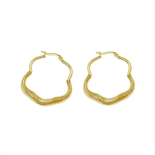 

hoop & huggie jewelry luxury designs spring wire earrings for women christmas gift fashion 3.5cm stainless steel ear cuff 2021, Golden;silver