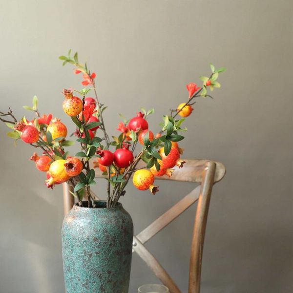 

fake artificial rose fruit pomegranate berries red yellow bouquet floral garden home decor berries diy artificial flowers