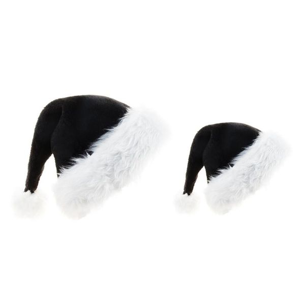 

beanies 1 piece christmas hat black soft plush santa for party ornaments supplies w/ pompom costume parties