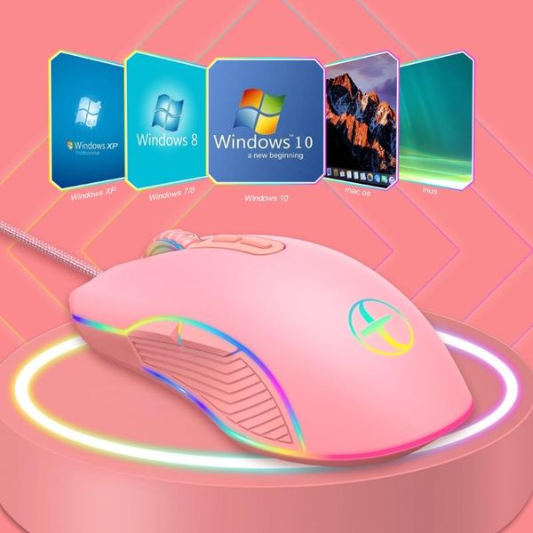 

mice braided usb wired mouse optical computer for office&home colorful backlight lapdeskergonomic 7 buttons