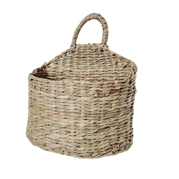 

storage baskets woven wall hanging decor natural straw grass portable handmade bins for home kitchen bedeoom