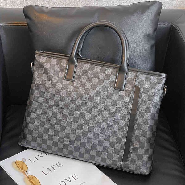 

Handbag Horizontal Lattice Briefcase Trend Leather Men's Bag Simple Fashion Computer File 2021, Black;red
