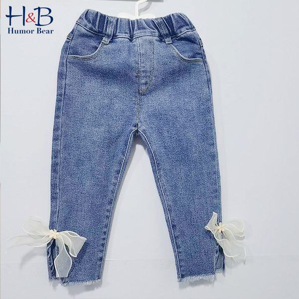 

humor bear kids jeans children's clothing new children's pants girls lace bow jeans spring autumn baby kids girls pants 210303, Blue
