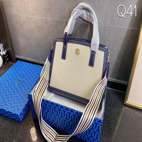 

luxury designer fashion tb s s bags wholesale ins splicing hemp material mother hand-held one shoulder open women's qy8e, Black