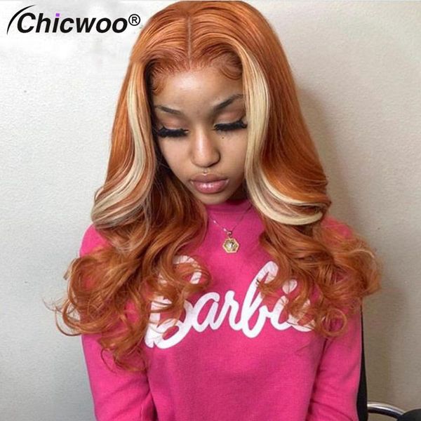 

lace wigs body wave brown highlight wig brazilian remy hair purple ombre human colored transparent for women, Black;brown