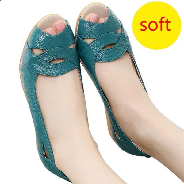 

2021 women's flat sandals summer new soft artificial leather mother sandals fish mouth shoes non-slip soft bottom comfortable, Black