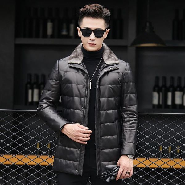 

men's leather & faux jacket, lambskin jacket for men, warm, casual and outdoor winter 2022 , plus size 4xl, Black